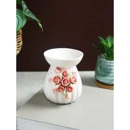 Tayhaa White Ceramic Pink Floral Tealight Holder-picture-32