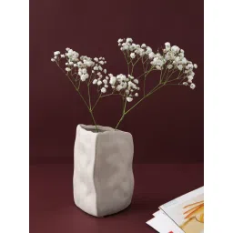 Tayhaa White Ceramic Wrinkled Vase image 1