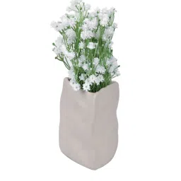 Tayhaa White Ceramic Wrinkled Vase image 2