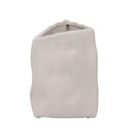 Tayhaa White Ceramic Wrinkled Vase image 3