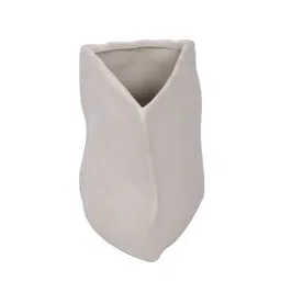 Tayhaa White Ceramic Wrinkled Vase image 4