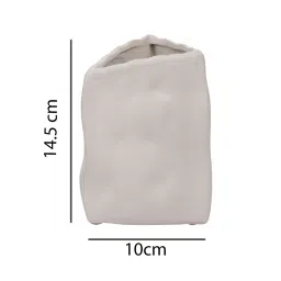 Tayhaa White Ceramic Wrinkled Vase image 5