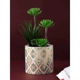TAYHAA White Mandala Printed Ceramic Planter-picture-35