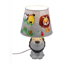 TAYHAA White Printed Ceramic Cylindrical Shaped Table Lamp image 5