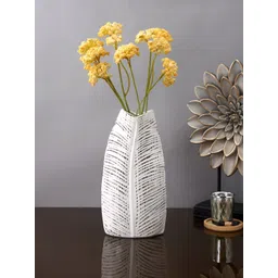 TAYHAA White Textured Ceramic Leaf Flower Vase-picture-23