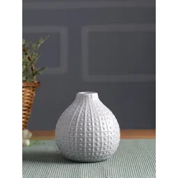 TAYHAA White Textured Flower Vases with Narrow Neck-picture-25