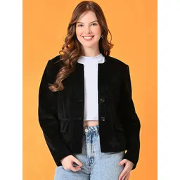 TBOJ Women Collarless Solid Lightweight Tailored Jacket-picture-35