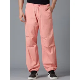 TCI Men Relaxed Plain Loose Fit Pure Cotton Parachute Trousers-picture-28