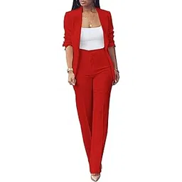 tcremisa Pants Suit for Womens Dressy 2 Piece Outfits Casual Solid Open Front Long Sleeve Blazer and Pant Sets-picture-16