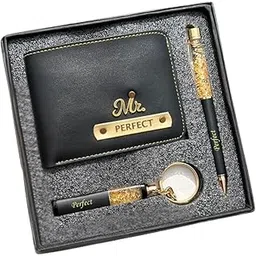 teak wood Customized Leather Wallet Pen Keychain Gift Set for Men with Name, Personalized Brown Purse Combo, Stylish Gift for Husband, Boyfriend - Mens Wallets, Wallets for Man, Men Wallet (Black)-picture-13