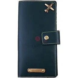 teak wood Premium Leather Travel Wallet, Passport Holder with Card Slots and Coin Pocket, Multiple Colours (Green)-picture-29