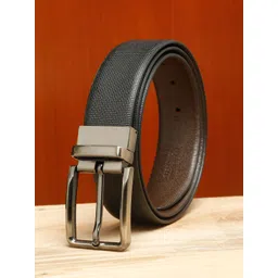 Men Black Genuine Leather Reversible Belt-image-32