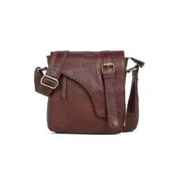 Teakwood Leathers Asymmetrical Cherry Leather Medium Messenger Bag-picture-18