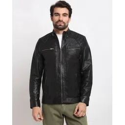 teakwood leathers Biker Jacket with Front Zipper Pockets-picture-28