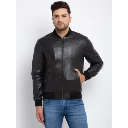 Teakwood Leathers Black Mandarin Collar Leather Jacket-picture-20