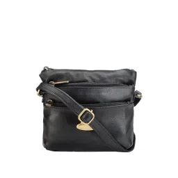 Teakwood Leathers Black Solid Medium Cross Body Bag image 1