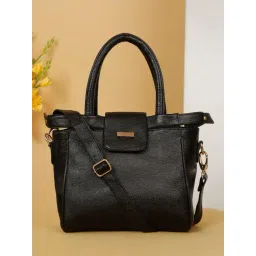 Teakwood Leathers Black Textured Leather Handheld Bag-picture-15