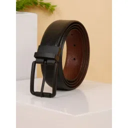 Teakwood Leathers Black Textured Leather Reversible Casual Belt For Men-picture-37