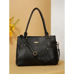 Teakwood Leathers Black Textured Leather Shoulder Handbag-picture-42