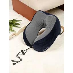 Teakwood Leathers Blue Faux Velvet Inflatable Travel Pillow-picture-44
