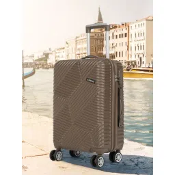 Teakwood Leathers Brown Geometric Medium Hard Sided Checked Luggage-picture-43