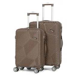 Teakwood Leathers Brown Geometric Medium Hard Sided Checked Luggage Set of 2 - 55, 65cm-picture-42