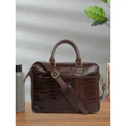 Teakwood Leathers Brown Medium Animal Effect Leather Laptop Messenger Bag-picture-21