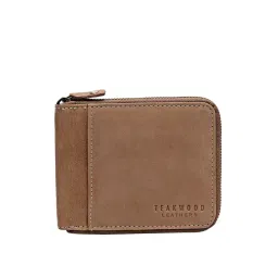 Teakwood Leathers Brown Solid Rfid Zip Arround Wallet for Men-picture-29