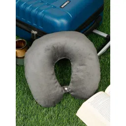 Teakwood Leathers Grey Faux Velvet Lightweight Travel Pillow-picture-18