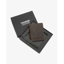 teakwood leathers Leather Bi-Fold Wallet & Pen Gift Set-picture-14