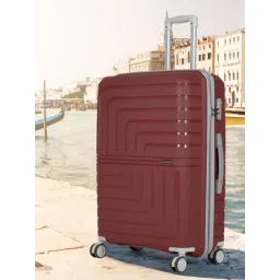 Teakwood Leathers Lkey Maroon Textured Large Hard Sided Checked Luggage-image-43