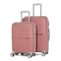 Teakwood Leathers Lkey Rose Gold Textured Medium Hard Sided Checked Luggage Set of 2 - 55, 65cm-image-46