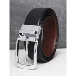 Teakwood Leathers Men Black Textured Leather Reversible Formal Belt-picture-45