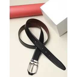 Teakwood Leathers Men Black Textured Reversible Leather Belt-image-20