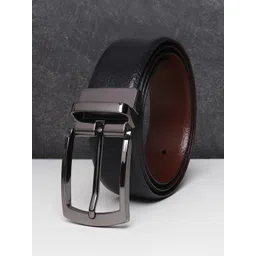 Teakwood Leathers Men Black Textured Reversible Leather Formal Belt-picture-38