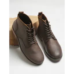 Teakwood Leathers Men Brown Mid-Top Flat Boots-picture-27