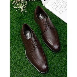 Teakwood Leathers Men Brown Solid Leather Formal Derbys-picture-26