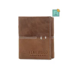 Teakwood Leathers Men Tan Brown Solid Leather Three Fold Wallet-picture-37