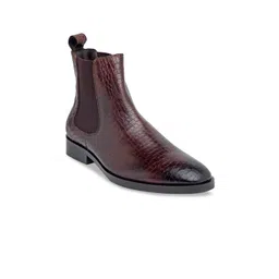 Teakwood Leathers Men Textured Leather Flat Boots-picture-18