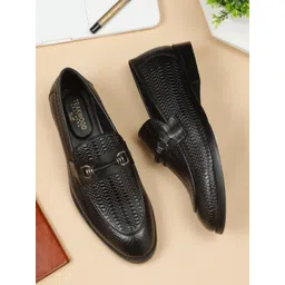 Teakwood Leathers Men Textured Leather Horsebit Loafers-picture-36