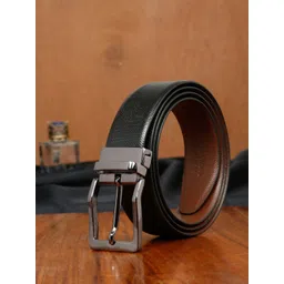 Teakwood Leathers Men Textured Leather Reversible Formal Belt-picture-37