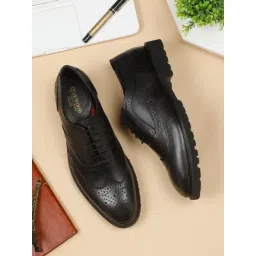 Teakwood Leathers Men's Black Brogue Shoes-picture-35