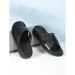Teakwood Leathers Men's Black Cross Strap Sandals-picture-31