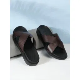 Teakwood Leathers Men's Brown Cross Strap Sandals-picture-10