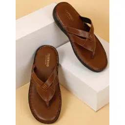 Teakwood Leathers Men's Tan Thong Sandals-picture-38