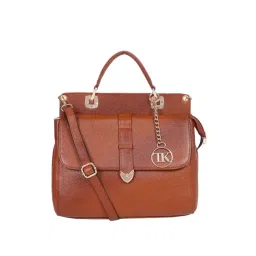 Teakwood Leathers Tan Solid Medium Satchel Handbag-picture-31