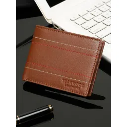 Teakwood Leathers Tan Striped Leather Bi-Fold Wallet-picture-19