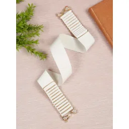 Teakwood Leathers White & Gold Synthetic Waist Belt for Women-picture-17