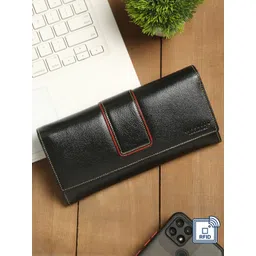 Teakwood Leathers Women Black Solid Leather Two Fold Wallet-picture-12