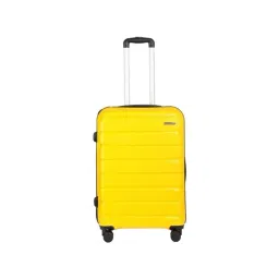 Teakwood Leathers Yellow 8 Wheels Large Hard Cabin Trolley Bag-image-38